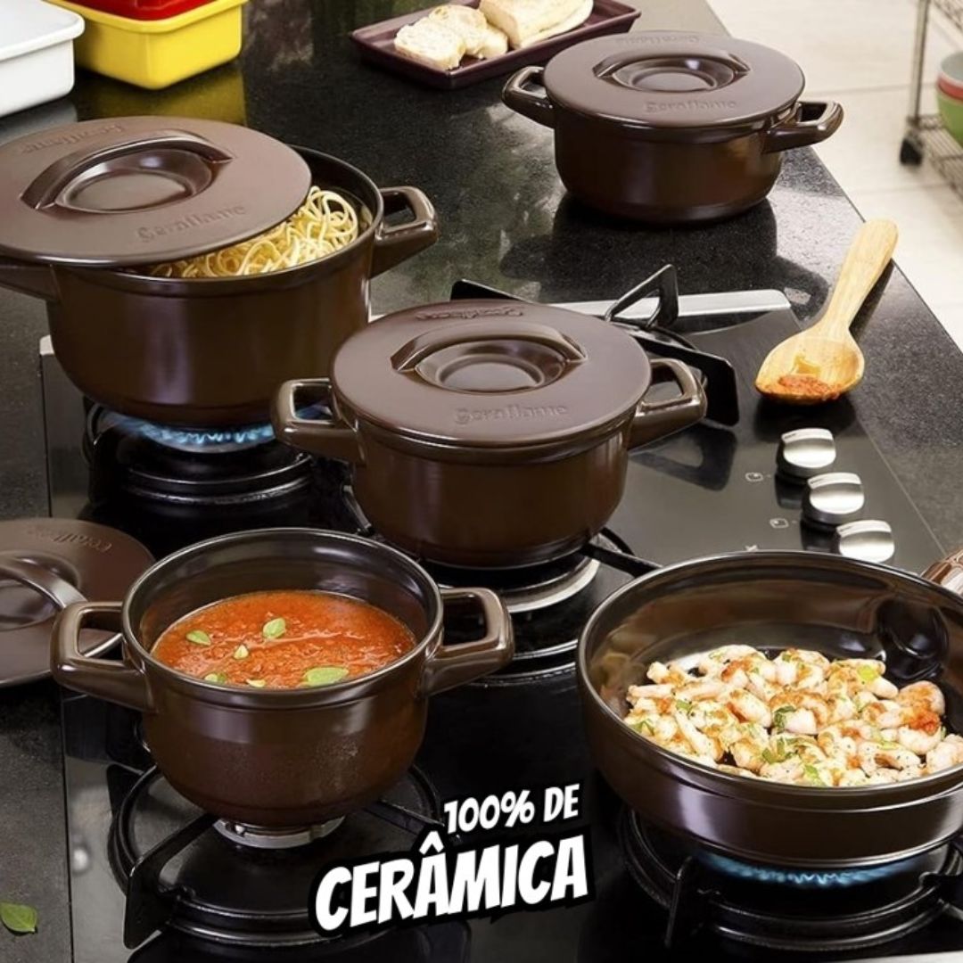 Ceraflame Conjunto Panelas de Cerâmica Duo+ Smart 5 Peças Chocolate na Amazon