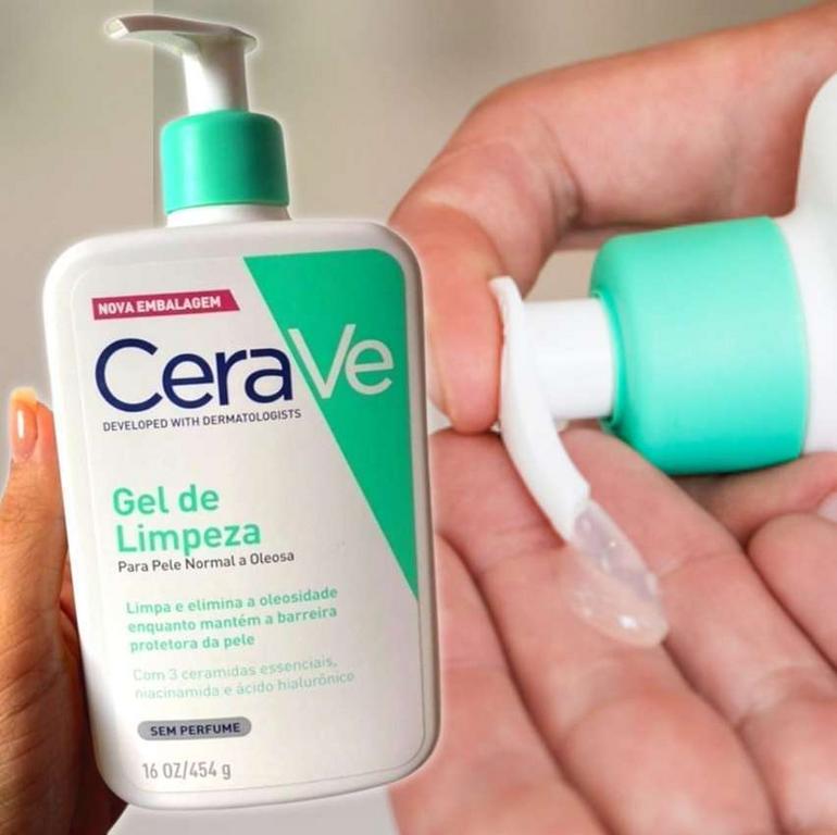 CeraVe, Gel de Limpeza Facial para pele oleosa, com Ácido Hialurônico e Niacinamida na Amazon