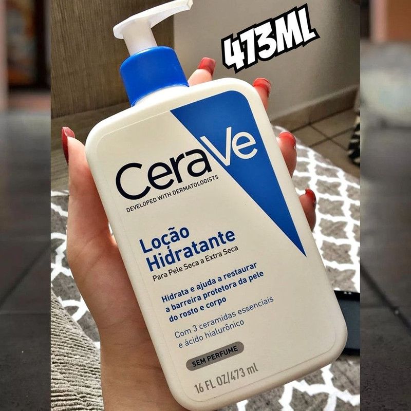 CeraVe, Loção Hidratante Corporal, com textura Fluida e Ácido Hialurônico, 473ml na Amazon