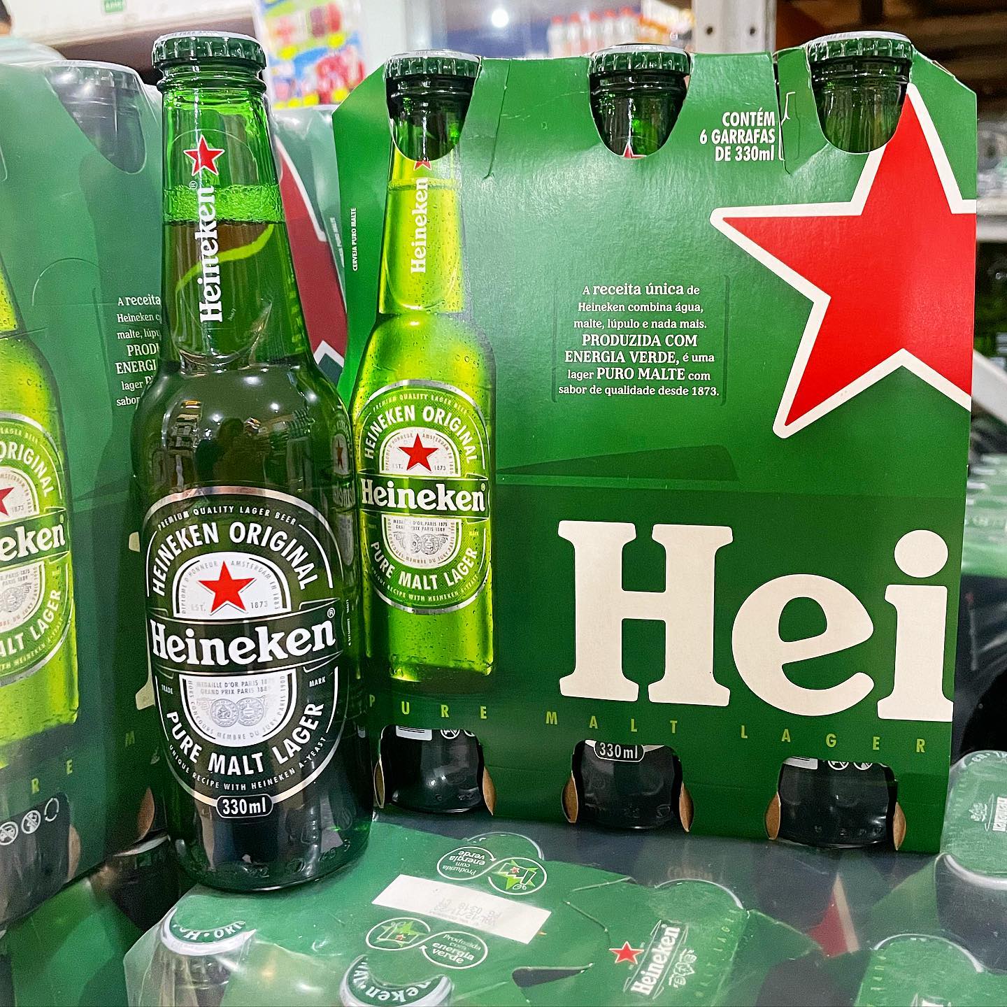 Cerveja Heineken Long Neck, Pack 6 unidades, 330Ml na Amazon