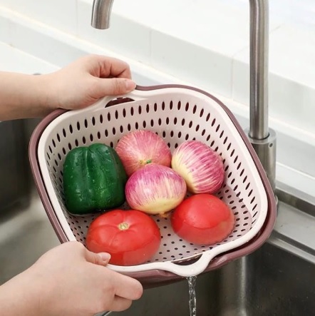 cesta de drenagem multifuncional 2 pcs escorredor para lavar frutas e legumes, formato redondo na Shopee