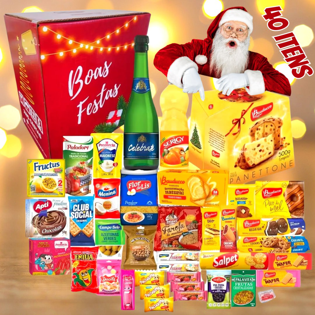 Cesta De Natal Grande 40 Itens Com Itens Da Bauducco Panetone – JWS CESTAS na Magazine Luiza