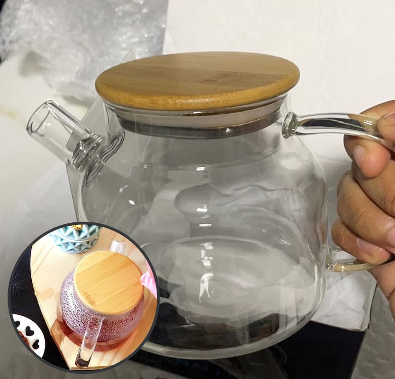 Chaleira de Vidro Borossilicato Resistente a Calor com Tampa em Bambu 600ml – Wolff na Amazon