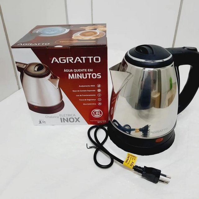 Chaleira Elétrica, Preto/Inox, 127v, Agratto na Amazon