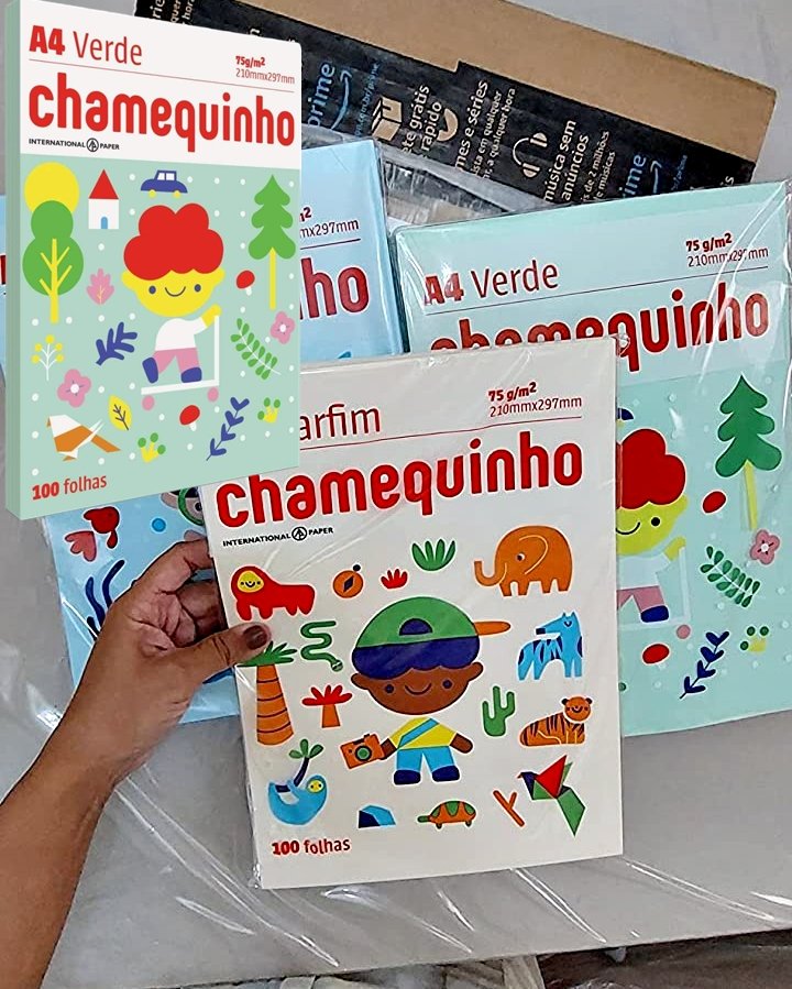 Chamequinho Papel A4, 75 g, 100 Folhas na Amazon