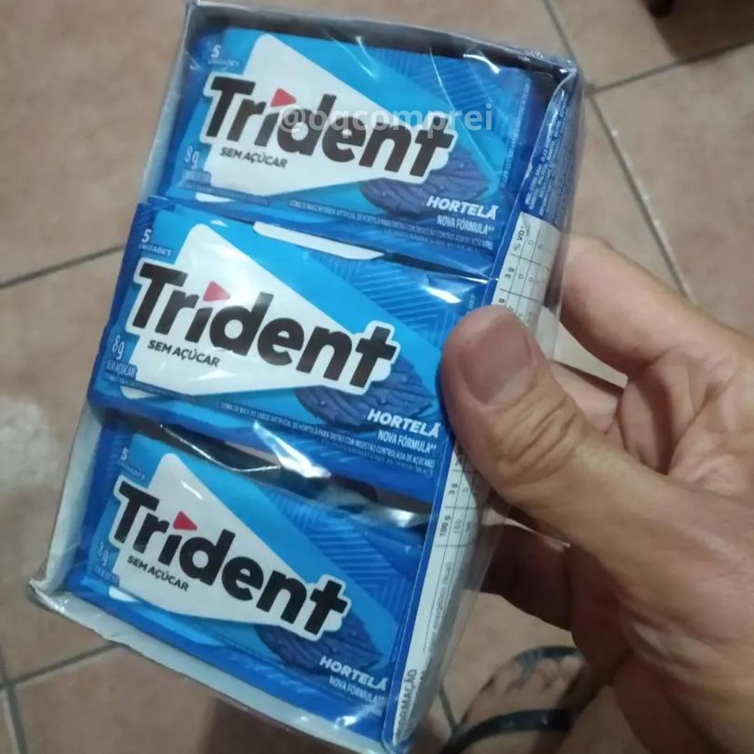 Chiclete Trident Hortelã Sem Açúcar – Caixa com 21 unid. de 8g na Amazon