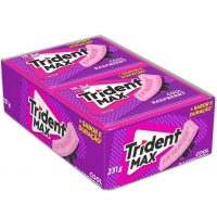 Chiclete Trident Max Cool Raspberry Sem Açúcar - Caixa Com 14 Unid. De 16,5g na Amazon