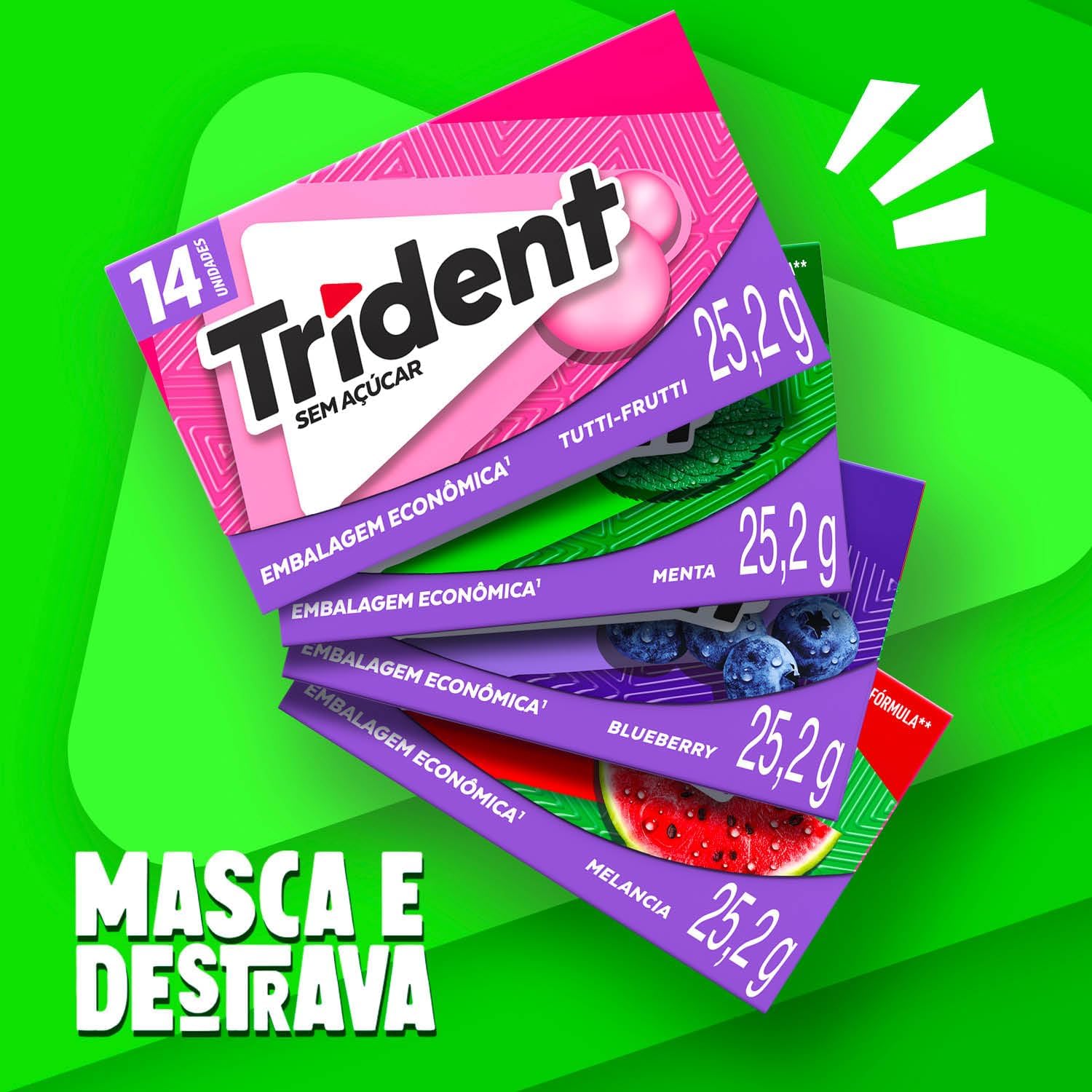 Chiclete Trident Tutti-frutti emb econ display com 12 uni de 25,2g na Amazon