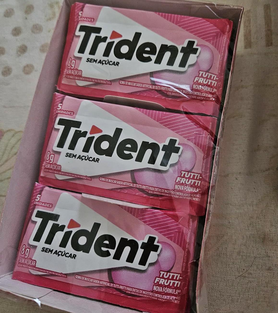 Chiclete Trident Tutti-frutti Sem Açúcar – Caixa com 21 unid. de 8g na Amazon