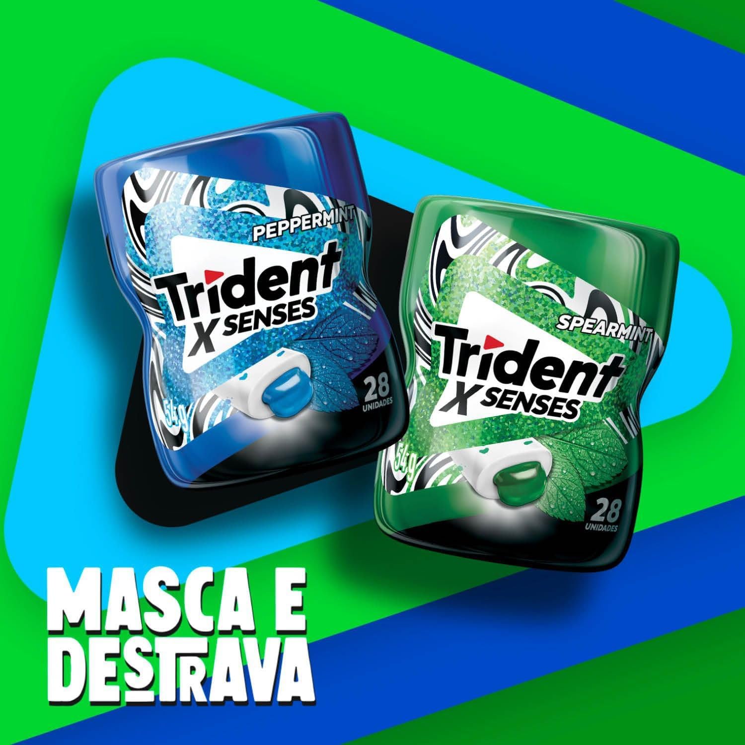Chiclete Trident XSenses Spearmint Sem Açúcar Garrafa – Caixa com 6 unid. de 54g na Amazon