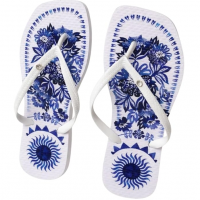 Chinelo Feminino Floral Azul Branco Sandália Estilo Casual Lev na Amazon