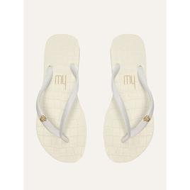 Chinelo My Shoes Detalhe Croco Branco na ZZ Mall