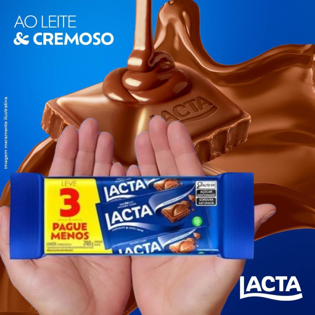 Chocolate Ao Leite Lacta Tripack 240g na Amazon