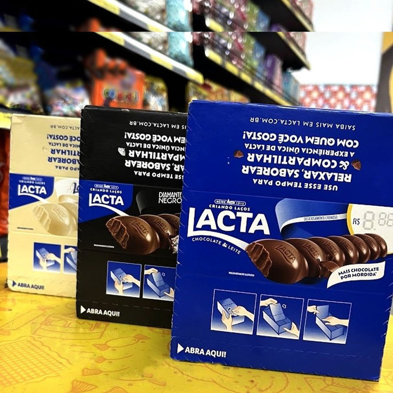 Chocolate Lacta ao leite Diamante Negro Caixa Com 12 Unidades De 34g na Amazon