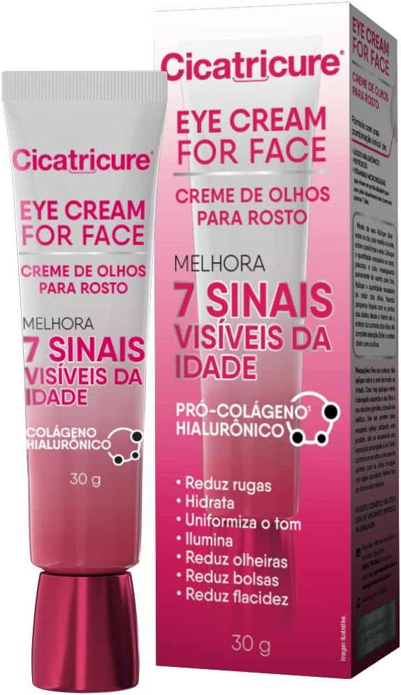 CICATRICURE Creme de Olhos para Rostro Hidratante Facial Anti-Idade, Tratamento Skin Care que Reduz Rugas, Uniformiza Tom da Pele, Combate Olheiras e Sinais do Envelhecimento 30g (1 Pack) na Amazon