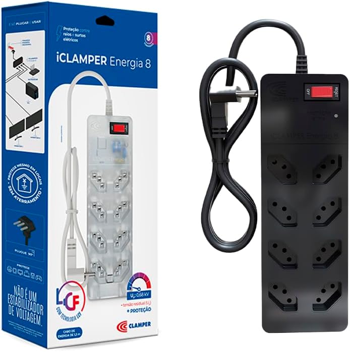Clamper Energia 8 Preto LCF na Amazon