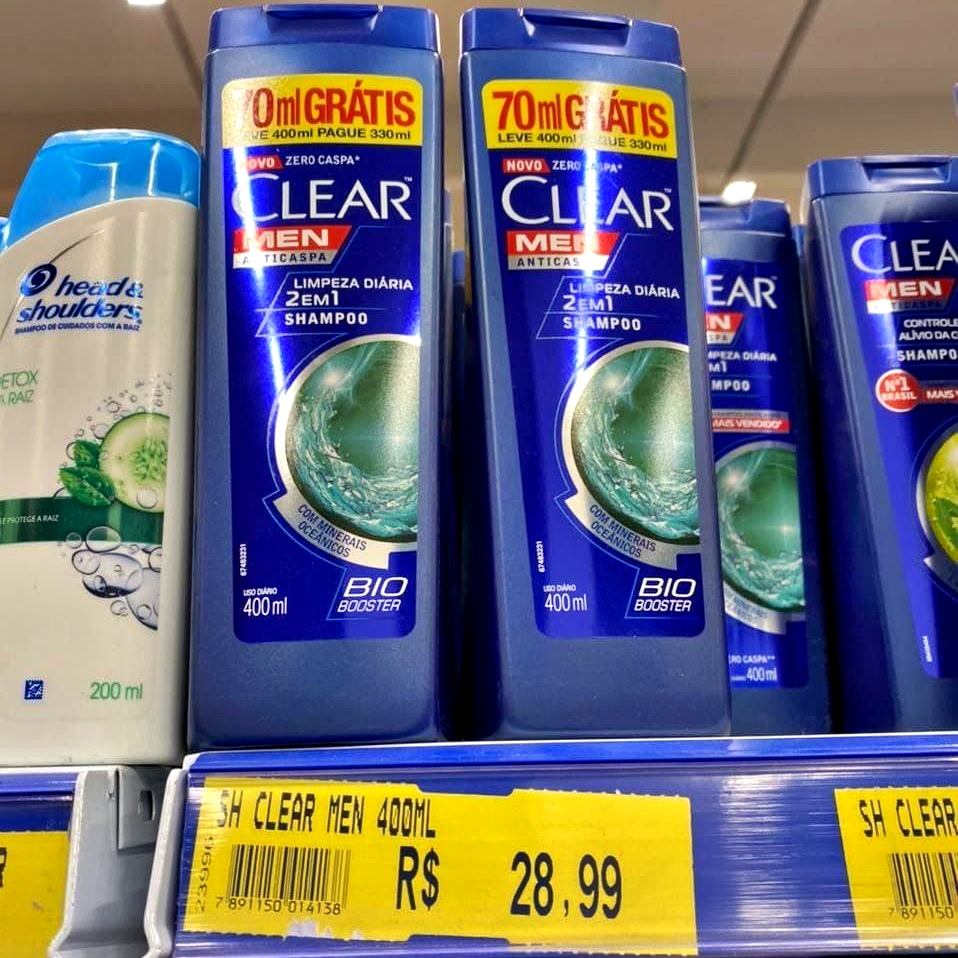 Clear Men Limpeza Diaria 2 Em 1 – Shampoo Anticaspa 400Ml na Amazon