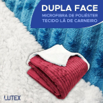 Cobertor Casal Dupla Face Corttex – Aveludado Sherpa Toque de Lã de Ovelha Carneiro – Manta Microfibra 1,80 x 2,20-100% Poliéster (Cereja) na Amazon