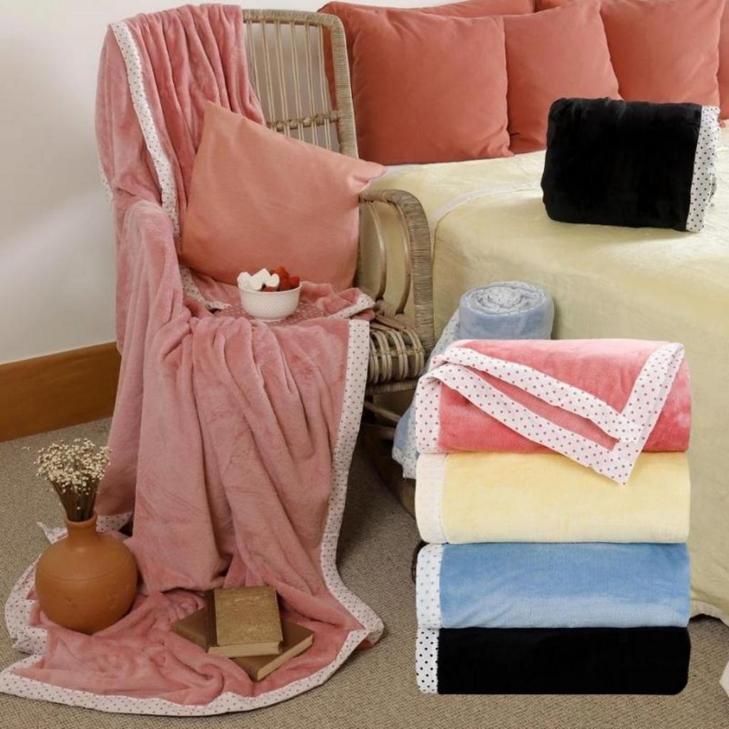 Cobertor Casal Flannel Colors com Borda Poá em Percal – Casa e Conforto na Americanas
