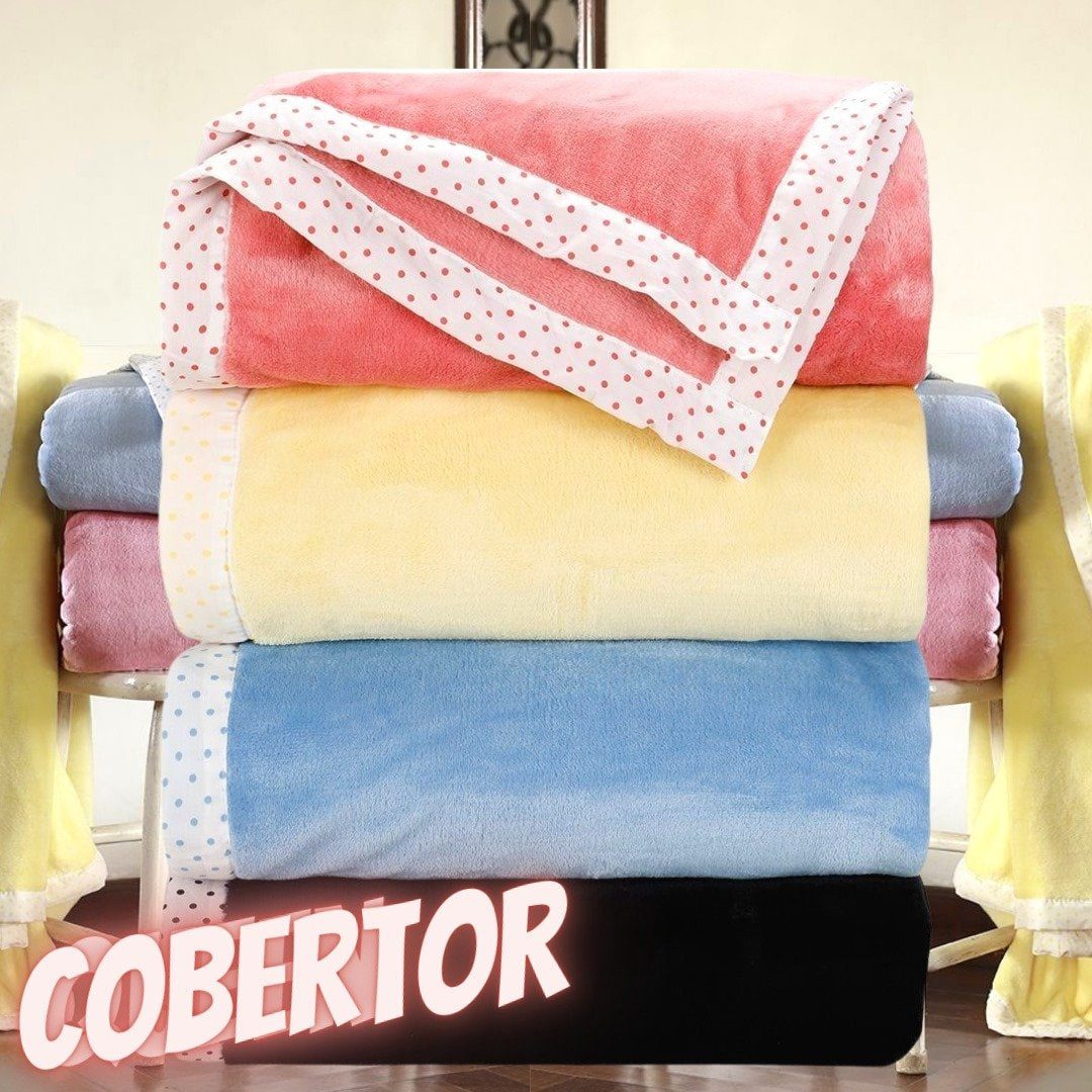 Cobertor  Flannel Colors com Borda Poá em Percal – Casa e Conforto ( 4 tamanhos ) na Americanas