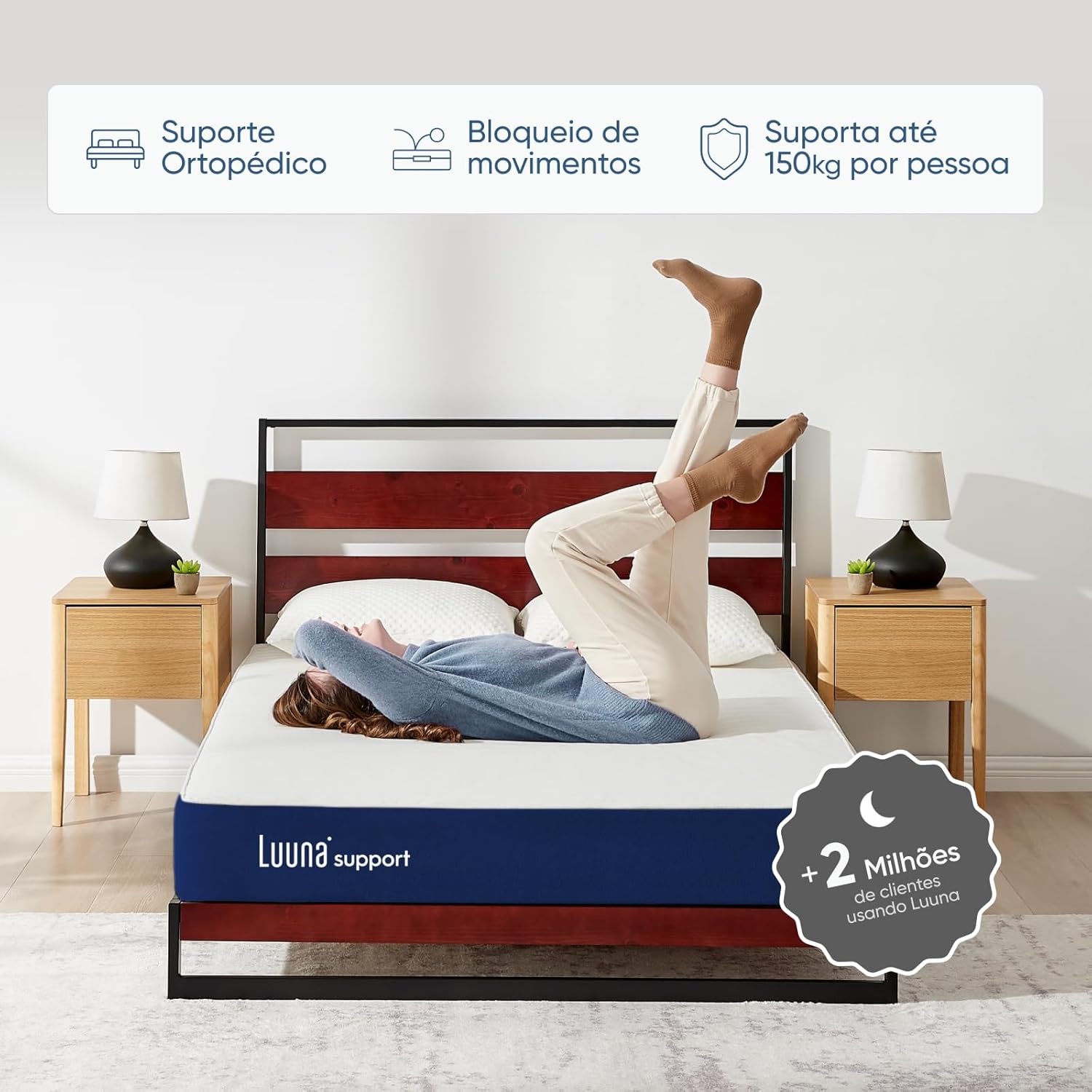 Colchão Casal Luuna Support, 10 Anos de Garantia, Firme Ortopédico, Capa Lavável – 138x188cm na Amazon