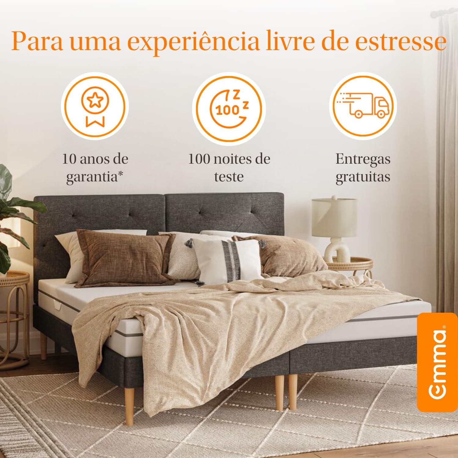 Colchão King Emma Duo Comfort – 10 anos de garantia, conforto ortopédico dupla face – 193x203cm na Amazon