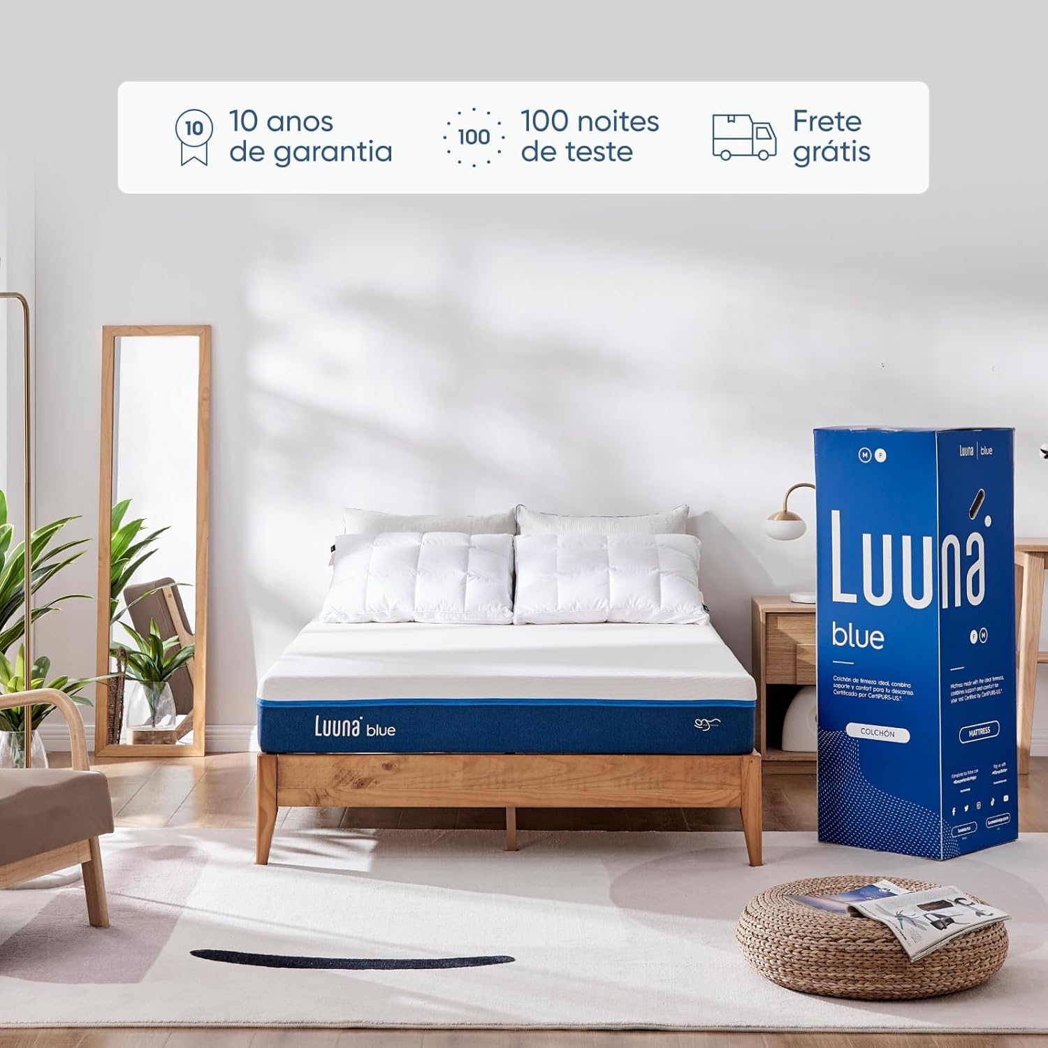 Colchão Luuna Blue Solteiro, Espumas Certificadas, Suporte e Conforto, Firme Confortável, 88cm x 188cm x 20cm na Amazon