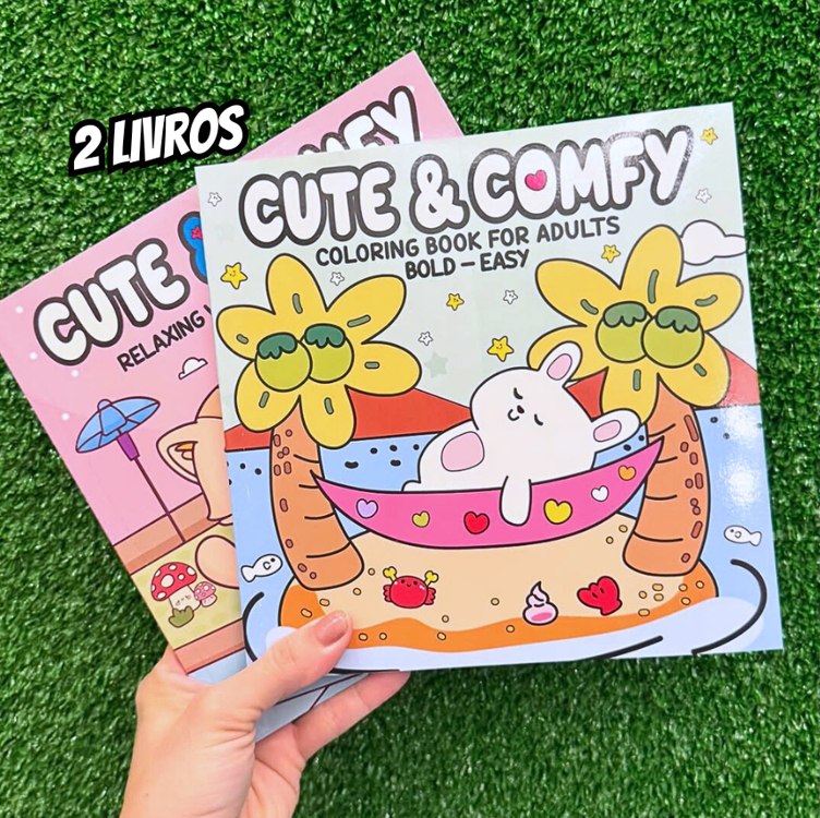 Coleção Cute & Comfy Coloring Book for Adults – Bold Easy – Kit com 2 Livros de Colorir Adulto na Amazon