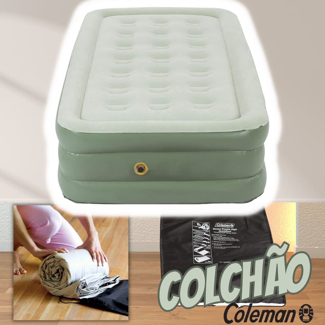 Coleman Colchão Air Double High SupportRest, para uso interno ou externo, verde na Amazon