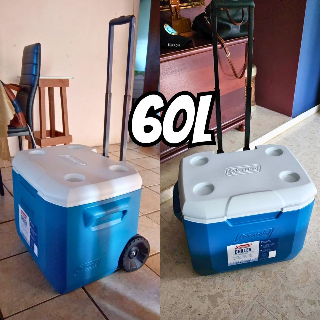 Coleman Refrigerador rolante de 60 litros com rodas, refrigerador de rodas portátil isolado com retenção de gelo, feito nos EUA na Amazon