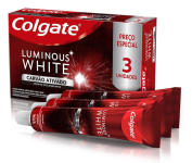 Colgate Creme Dental Clareador Luminous White Carvão Ativado 70G 3 Unidades na Amazon