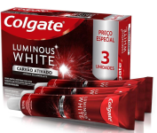 Colgate Creme Dental Clareador Luminous White Carvão Ativado 70G – 3 Unidades na Amazon