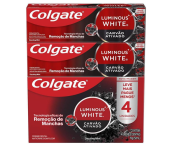 Colgate Creme Dental Clareador Luminous White Carvão Ativado 70g – 4 unidades na Amazon