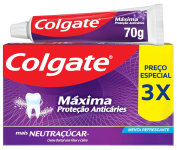 Colgate Creme Dental Máxima Proteção Anticáries mais Neutraçúcar 70g – Promo Leve 3 Pague 2 na Amazon