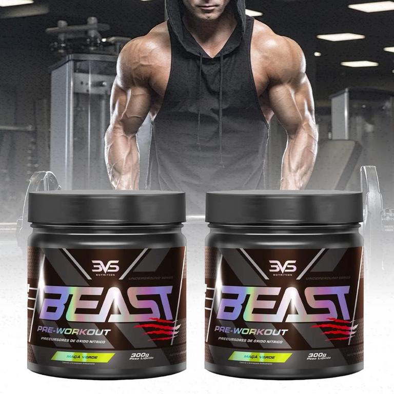 Combo 2x Pre Treino Beast 3VS Nutrition (Maça Verde) na Amazon