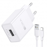 Combo Carregador + Cabo Tipo C 1HORA, 12W, Branco na Shopee