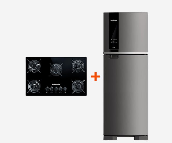 Combo Cooktop 5 bocas Brastemp – BDD75AE e Geladeira Brastemp Frost Free Duplex 375 litros – BRM45JK – (BDD7_BRM4_CJ) 110v na Brastemp