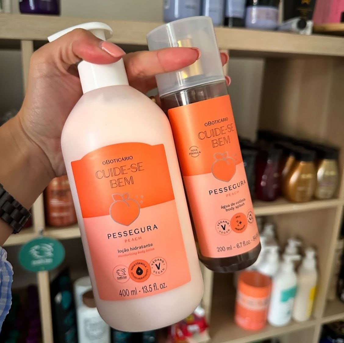 Combo Cuide-se Bem Pessegura : Body Splash 200ml + Loção Corporal 400ml na Beleza na Web