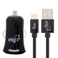 Combo ELG Carregador De Parede Universal Com 1 Saída USB + Cabo Micro USB De 1 Metro Para Recarga - KT510C1 Preto na Ponto