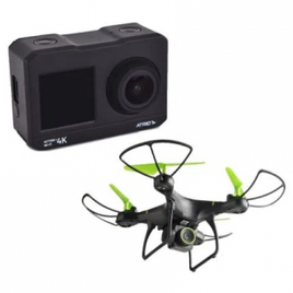Combo Esporte - Drone Mirage Camera Hd 80m 20 Min de Voo e Câmera De Ação Action+Selfie 4k 30 Fps 900 Mah Atrio - DC191K na Multi