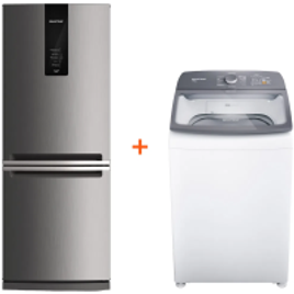 Combo Geladeira  Refrigerador Brastemp Frost Free com Freezer Invertido 443L Inox BRE57AK + Máquina de Lavar Brastemp 12kg BWK12ABT na Brastemp