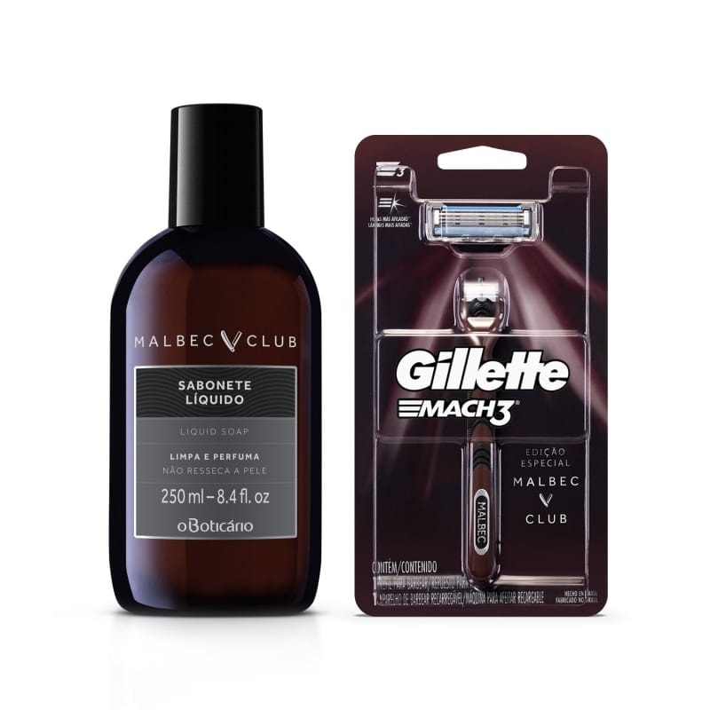 Combo Malbec Club Edição Especial: Sabonete Líquido 250ml + Aparelho de Barbear na oBoticário