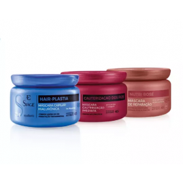 Combo Máscara Capilar Siàge: Hair-Plastia 250g + Cauterização dos Fios 250g + Nutri Rosé 250g na Eudora