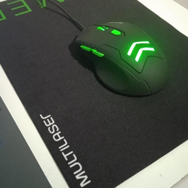 Combo Mouse e Mousepad Gamer 3200DPI Preto e Verde Multilaser – MO273 na Amazon