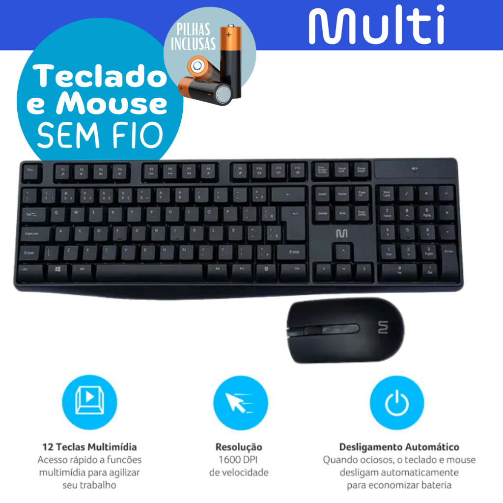 Combo Multimídia Sem Fio 2.4Ghz 1600dpi Usb Preto – TC270 na Amazon