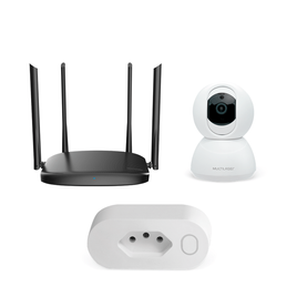 Combo Redes - Roteador Wireless AC1200, Câmera Robô Inteligente Full HD Wi-Fi e Plugue de Tomada Inteligente Wi-Fi - RE015K na Multilaser