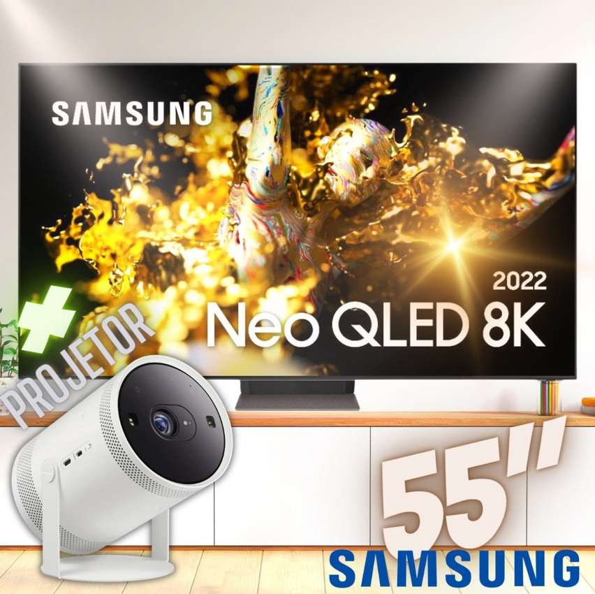 Combo Smart TV 55” 8K Neo QLED Samsung Wi-Fi – Alexa + Projetor Smart Full HD Bluetooth HDMI na Magazine Luiza