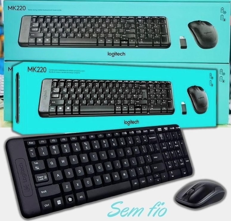 Combo Teclado e Mouse sem fio Logitech MK220 com Design Compacto, Conexão USB, Pilhas Inclusas e Layout ABNT2 na Amazon