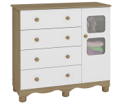 Cômoda de Bebê 1 Porta 4 Gavetas Uli Móveis Peroba Branco Brilho/Carvalho na Amazon