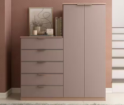 Cômoda Sapateira Bartira Roma com 2 Portas e 5 Gavetas – 122cm de largura – Avelã e Capuccino na Casas Bahia